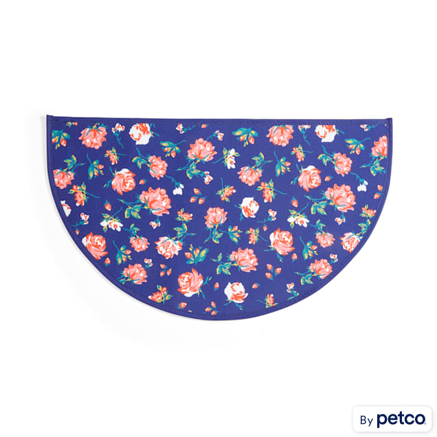 EveryYay Table Manners Navy Floral-Print Coated-Canvas Placemat for Pets - Carousel image #1