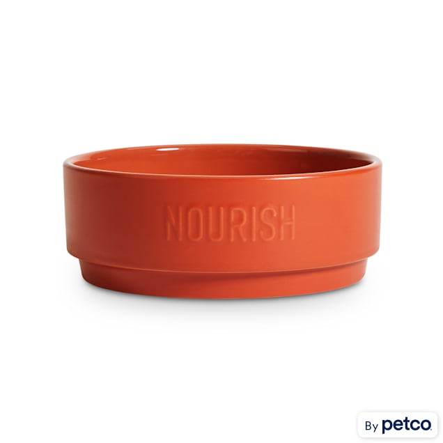 EveryYay Dining In Orange Nourish Ceramic Dog Food Bowl, 3.6 Cups - Carousel image #1