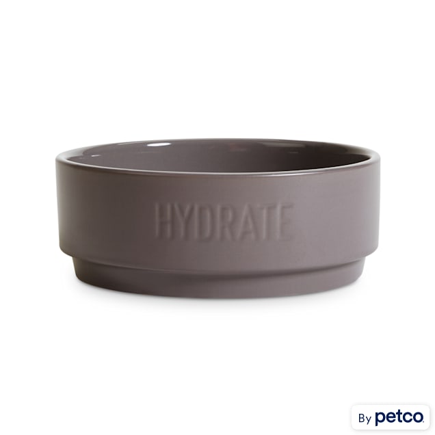 EveryYay Dining In Grey Hydrate Ceramic Dog Water Bowl, 3.6 Cups - Carousel image #1