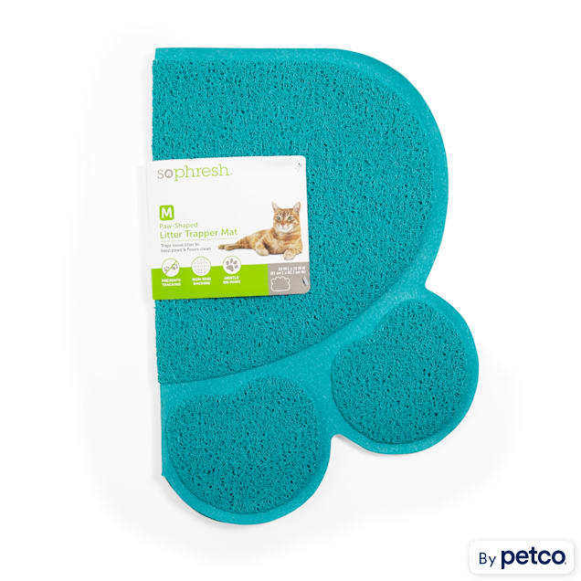 So Phresh Blue PawShaped Cat Litter Trapper Mat, 23.5" L X 18" W Petco