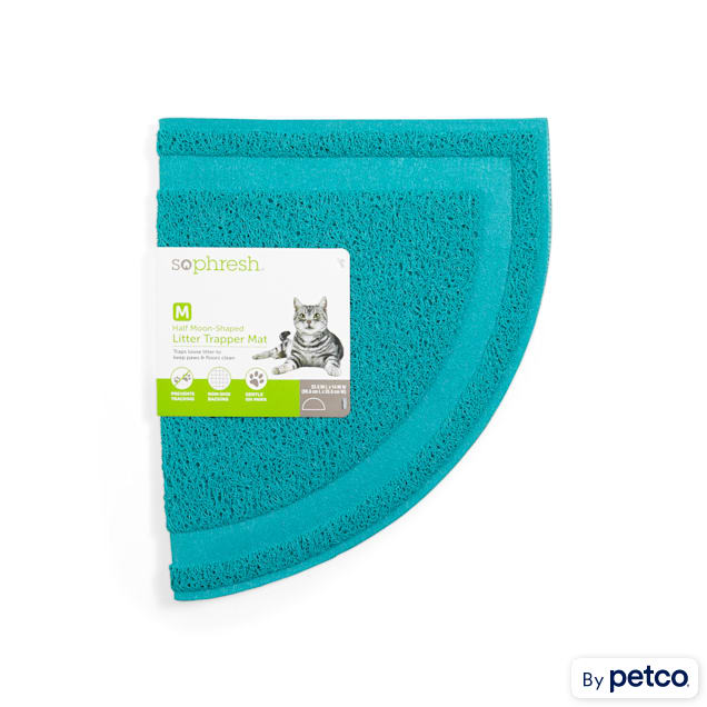 So Phresh Blue HalfMoon Cat Litter Trapper Mat, 23.5" L X 14" W Petco