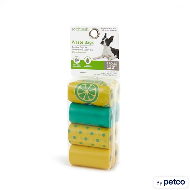 So Phresh Yellow & Blue Printed Citrus-Scented Dog Waste Bags, Count of 120 - Carousel image #1
