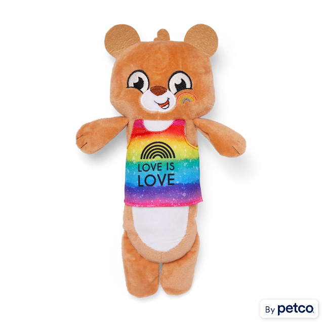 YOULY The Proudest Rainbow Bear Plush Bottle Cruncher Dog Toy, Large - Carousel image #1