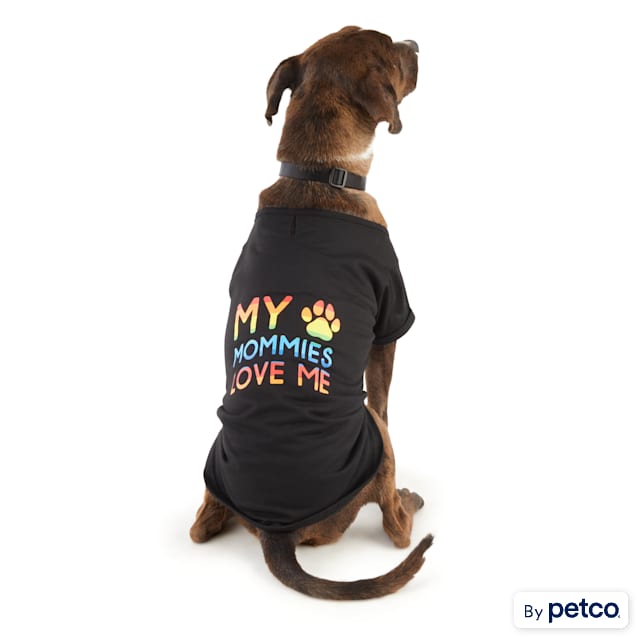 YOULY The Proudest Rainbow My Mommies Love Me Dog T-Shirt, Large - Carousel image #1