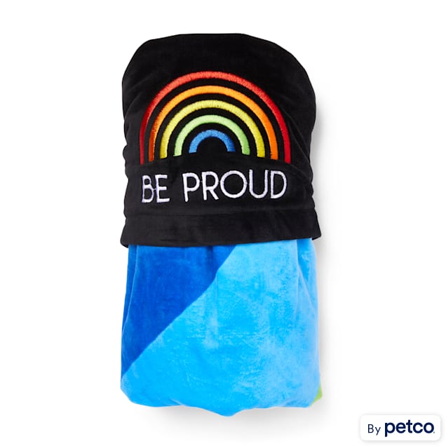 YOULY The Proudest Multi Rainbow Hooded Pet Throw, 30" L X 30" W - Carousel image #1