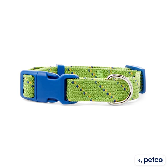 YOULY The Adventurer Green & Blue Webbed Nylon Dog Collar, Small - Carousel image #1