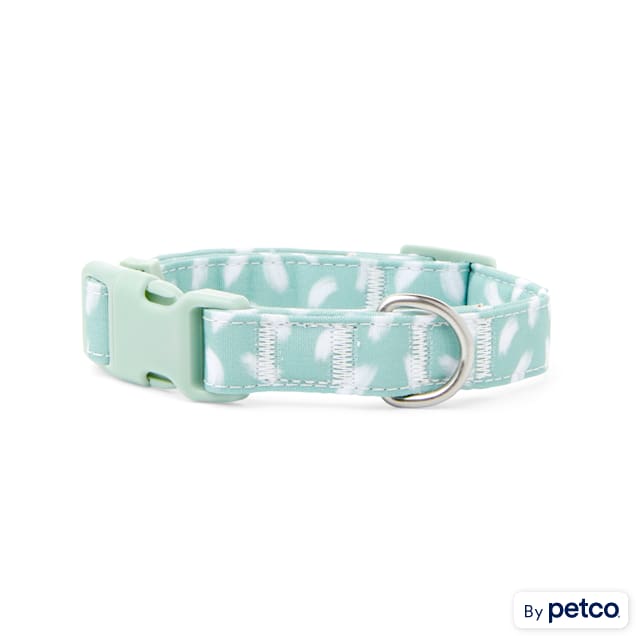 YOULY The Artist Green & White Brushstroke-Print Dog Collar, Small - Carousel image #1