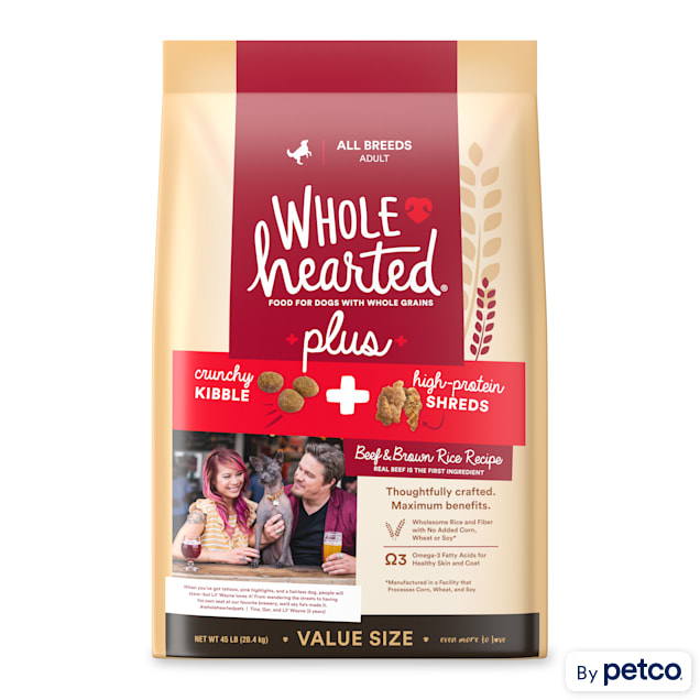 WholeHearted Plus Beef & Brown Rice Recipe with Whole Grains Plus Dry Dog Food, 45 lbs. - Carousel image #1