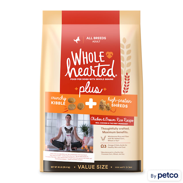 WholeHearted Plus Chicken & Brown Rice Recipe with Whole Grains Dry Dog Food, 45 lbs. - Carousel image #1
