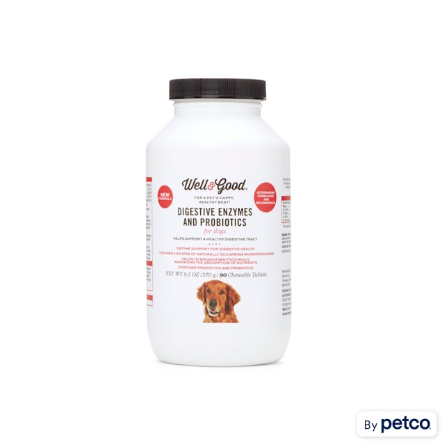 Well & Good Digestive Enzymes and Probiotics Chewable Tablets for Dogs, Count of 90 - Carousel image #1
