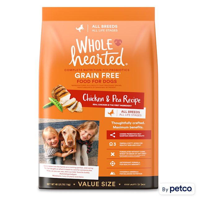 WholeHearted Grain Free All Life Stages Chicken & Pea Recipe Dry Dog Food, 40 lbs. - Carousel image #1