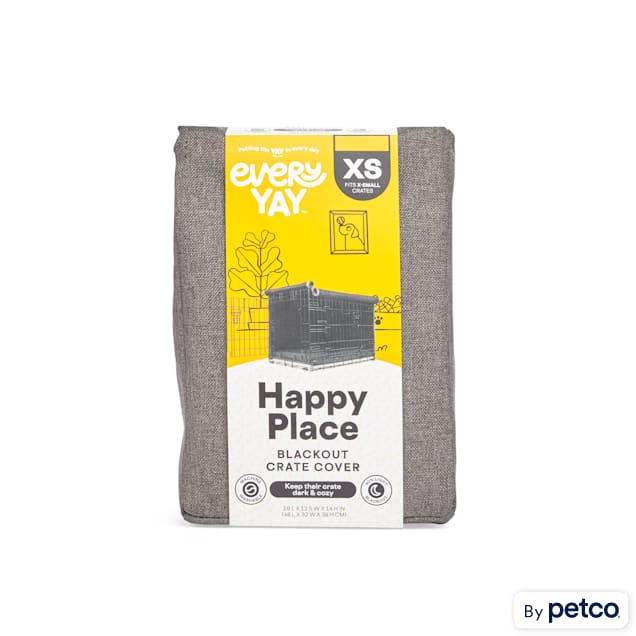 EveryYay Happy Place Grey Blackout Dog Crate Cover, 19" L X 12.5" W X 14" H - Carousel image #1