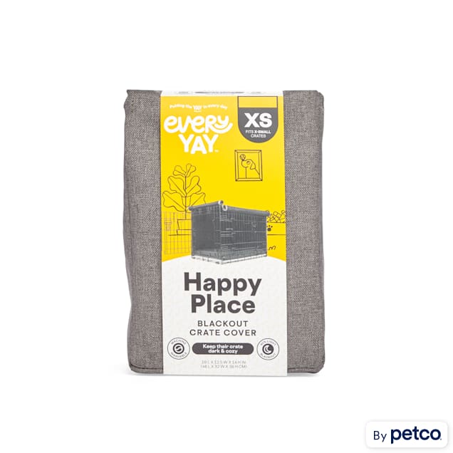 EveryYay Happy Place Grey Blackout Dog Crate Cover, 19" L X 12.5" W X