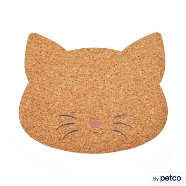 EveryYay Table Manners Cat-Shaped Cork Placemat for Cats, 17.75" L X 15.5" W - Carousel image #1