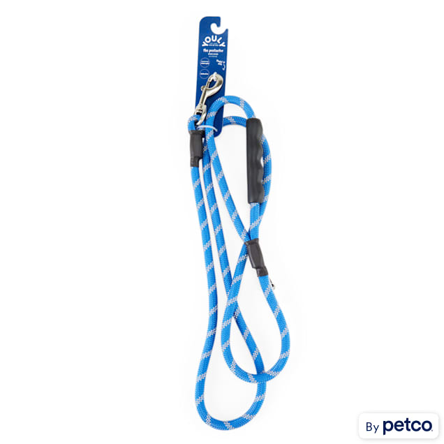 YOULY Reflective Braided Rope Dog Leash in Blue, 6 ft.