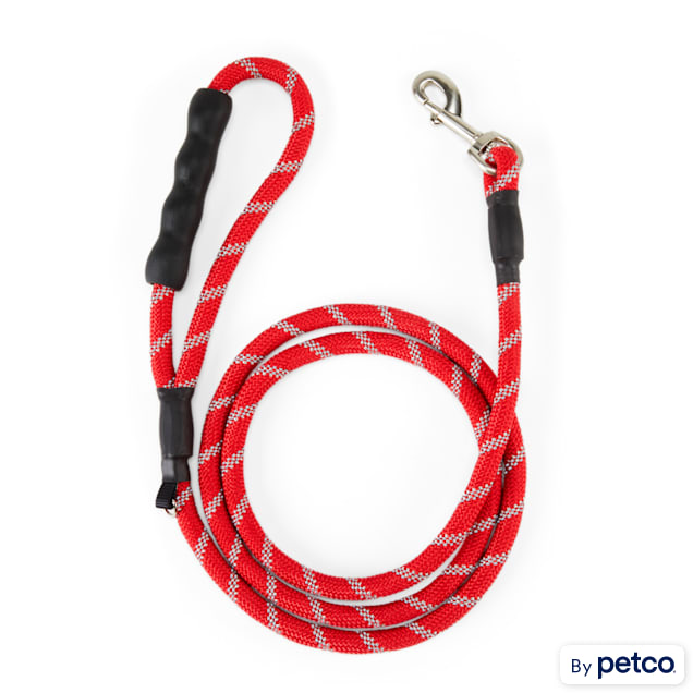 YOULY Reflective Braided Rope Dog Leash in Red, 6 ft.