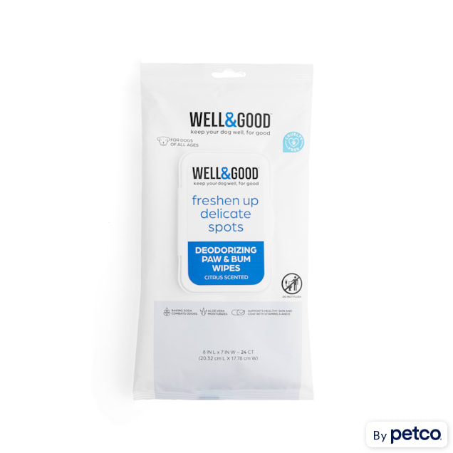 Well & Good Deodorizing Paw and Bum Dog Wipes, Count of 24 Petco