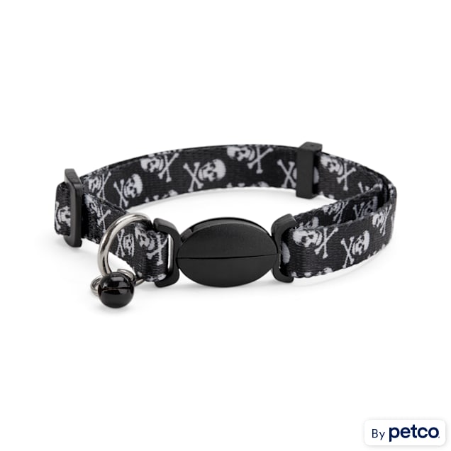 YOULY The Rebel Black Skull Print Breakaway Large Cat Collar Petco