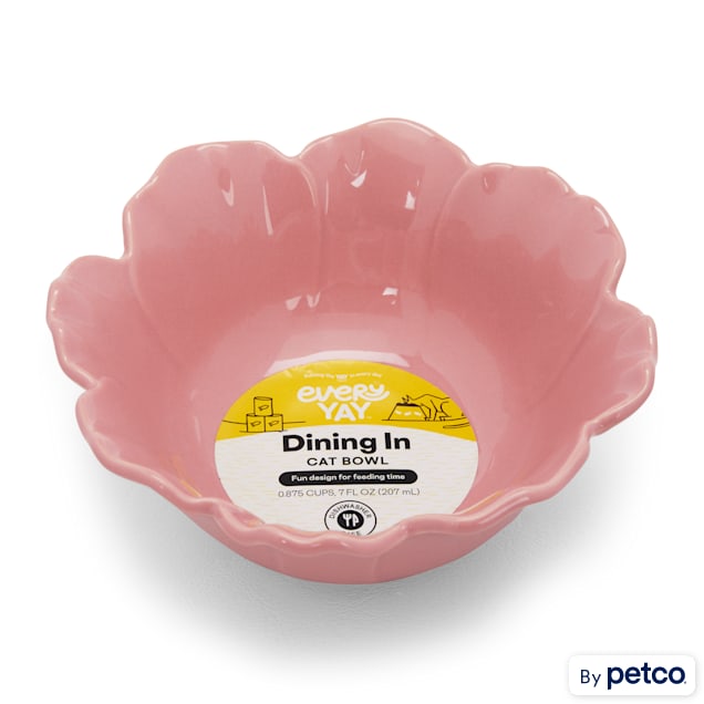 EveryYay Dining In Pink Floral-Shaped Cat Bowl, 0.875 Cups - Carousel image #1