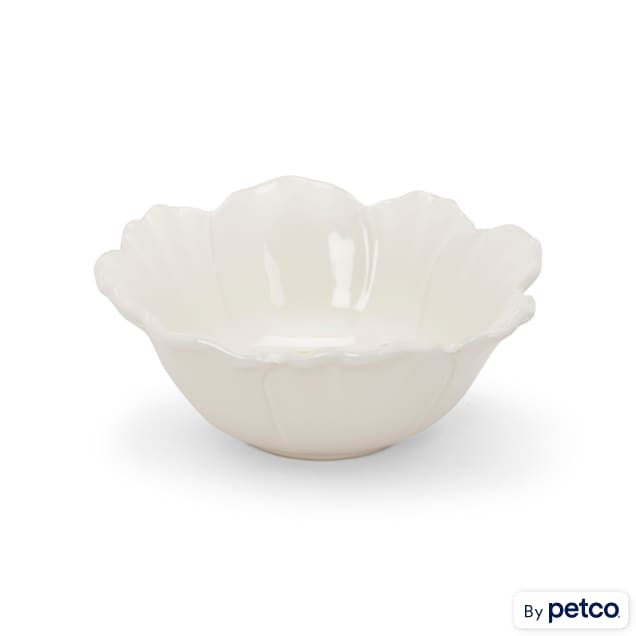 EveryYay Dining In Ivory Floral-Shaped Cat Bowl, 0.875 Cups - Carousel image #1