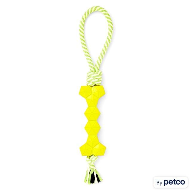 Leaps & Bounds Rubber Bone & Rope Dog Toy, Medium - Carousel image #1