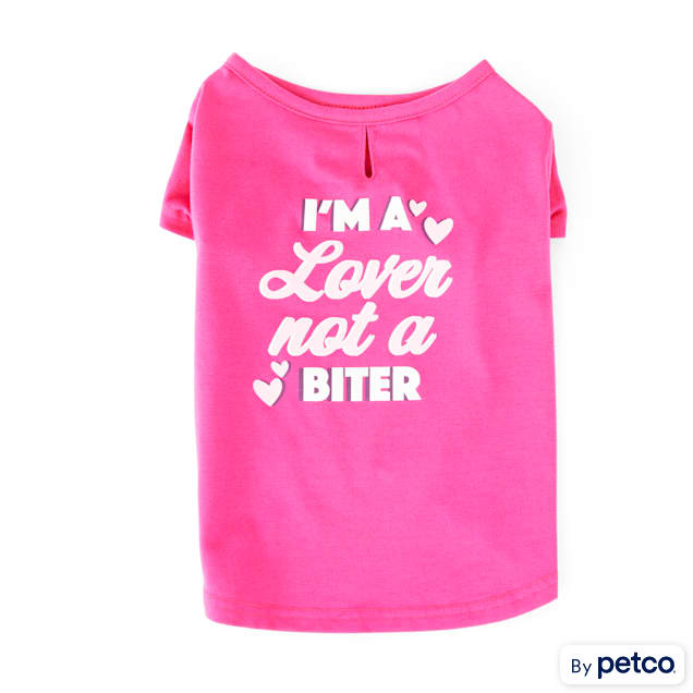 YOULY The Lover Pink I'm A Lover Not A Biter Graphic Dog T-Shirt, XX-Small - Carousel image #1
