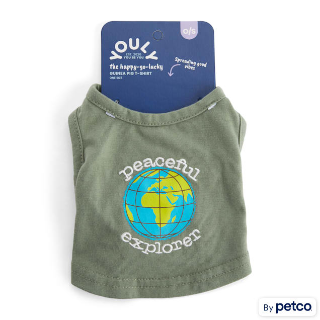 YOULY Happy-Go-Lucky Olive Peaceful Explorer Embroidered Small Animal T-Shirt - Carousel image #1