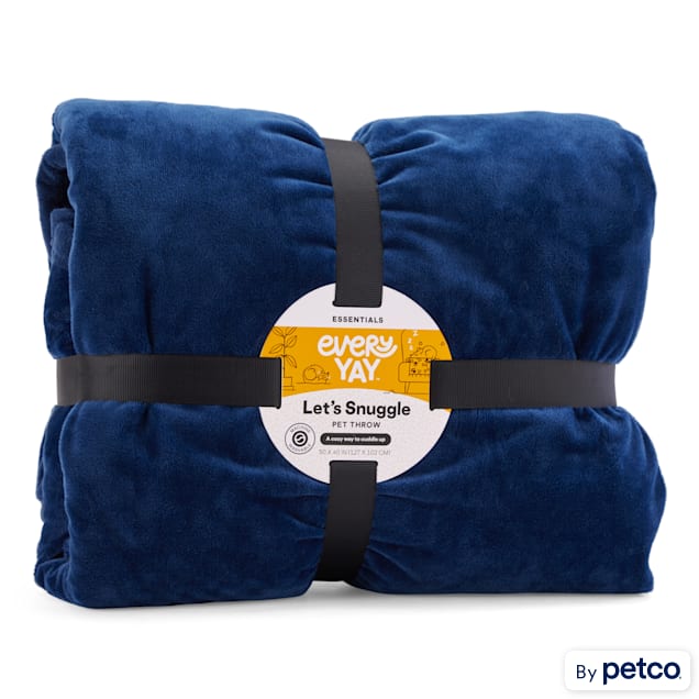 EveryYay Essentials Let's Snuggle Navy Pet Throw, 50" L X 40" W - Carousel image #1