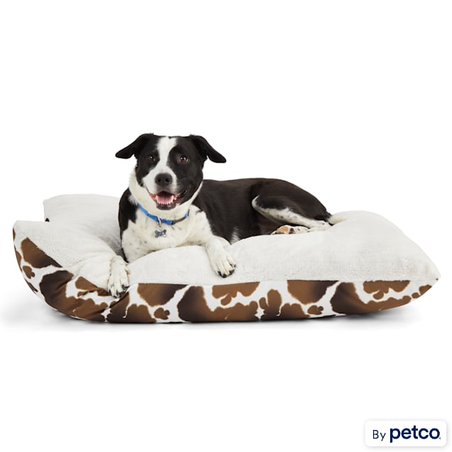 EveryYay Essentials Snooze Fest Cow-Print Lounger Dog Bed, 30" L X 40" W X 4" H - Carousel image #1