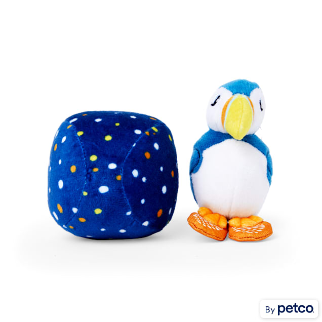 YOULY Started As A Bottle Recycled & Reinvented Arctic Puffin and Ball Plush Dog Toys, X-Small, Pack of 2 - Carousel image #1