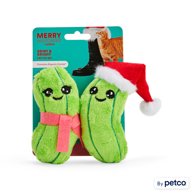 Merry Makings Briny & Bright Plush Pickles Cat Toy Set, X-Small, Pack of 2 - Carousel image #1