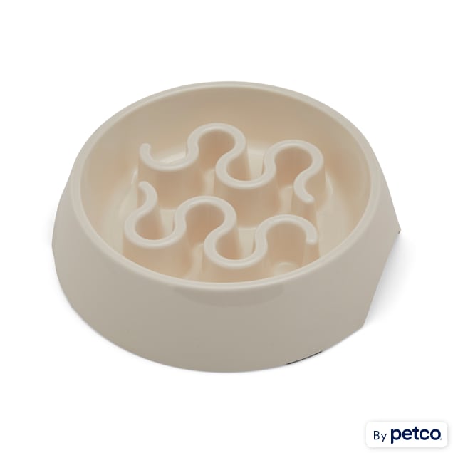 EveryYay Take it Slow White Slow Feeder Pet Bowl, 2.5 Cups