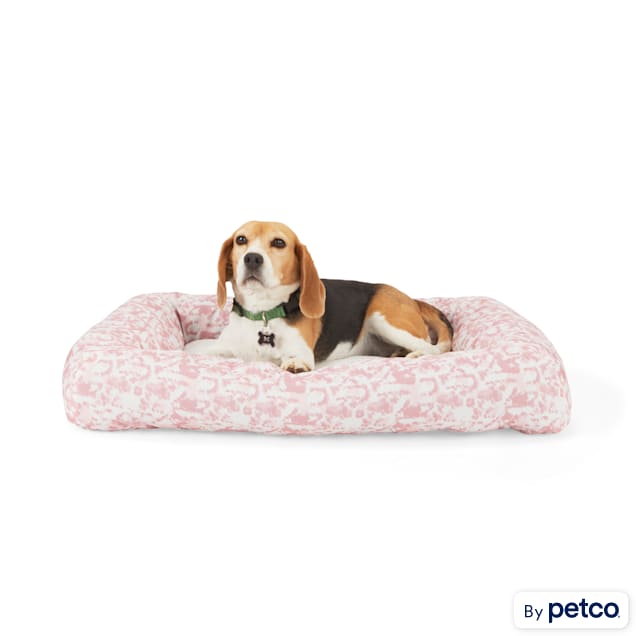 EveryYay Essentials Snooze Fest Pink Bolster Mat Dog Bed, 32" L X 24" W X 5" H - Carousel image #1