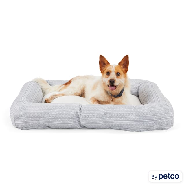 EveryYay Essentials Snooze Fest Zig Zag Bolster Mat Dog Bed, 30" L X 40" W X 6" H - Carousel image #1
