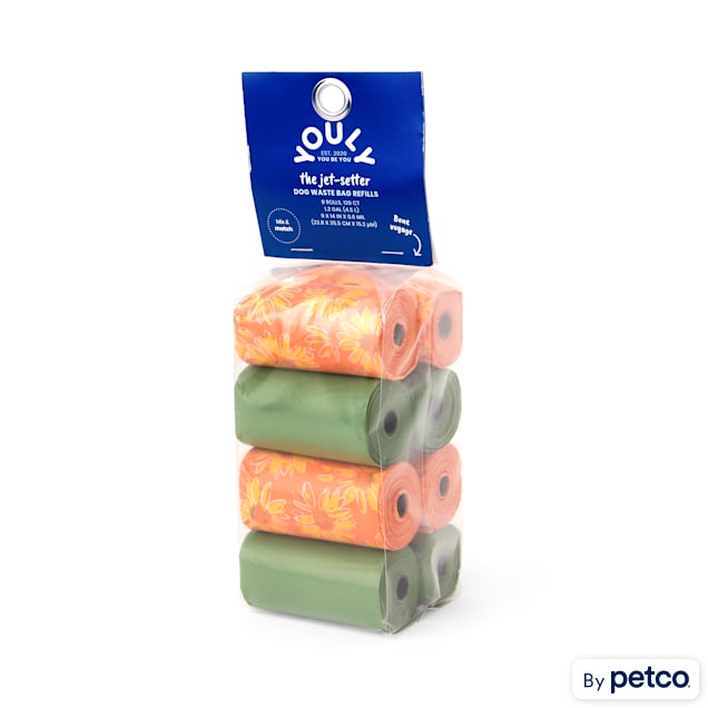 YOULY Orange Floral Print Waste Bags for Dogs Count of 120