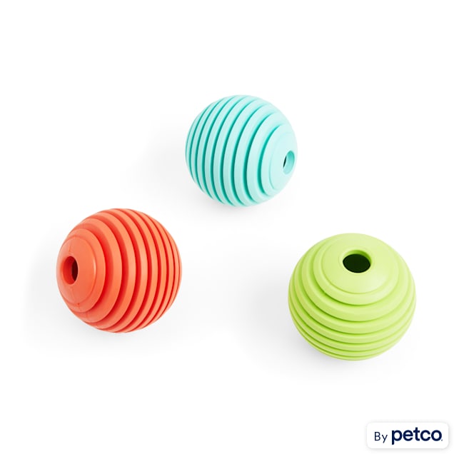 Leaps Bounds Rubber Ribbed Assortment Ball Dog Toy Petco