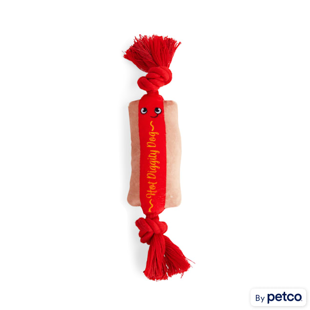 Petco Small Plush Hot Dog Rope Dog Toy