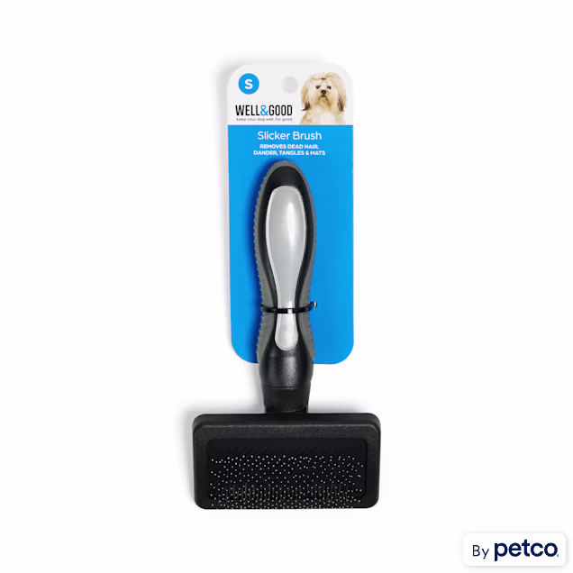 Well & Good Black Small Cushion Slicker Dog Brush, 7" L X 3.5" W - Carousel image #1