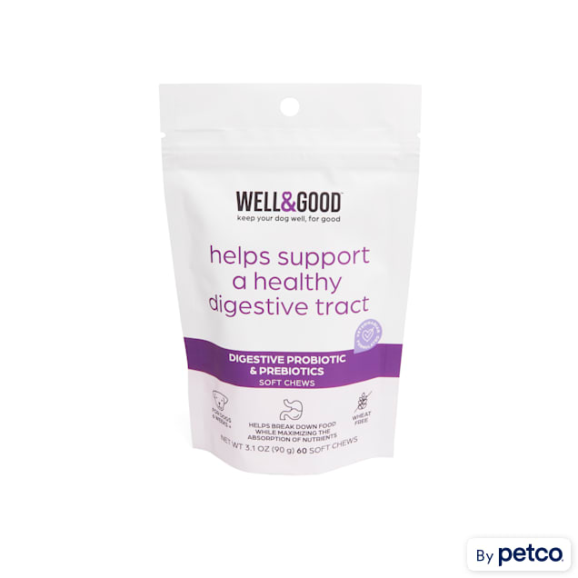 Well & Good Digestive Enzymes with Probiotics Soft Dog Chews, 3.1 oz.,  Count of 60