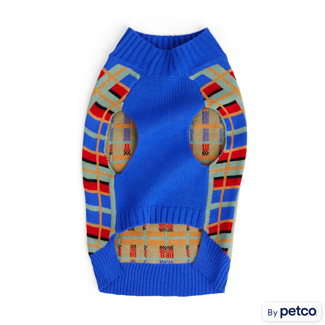 YOULY Blue Plaid Small Animal Sweater - Carousel image #1