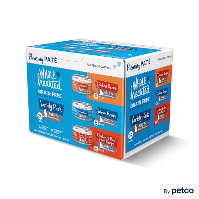 WholeHearted Grain Free Senior Wet Cat Food Pate Variety Pack 3