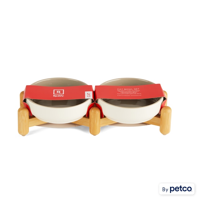 Reddy Elevated Double Diner Cat Bowl Bamboo Stand