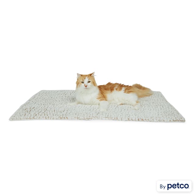 EveryYay Cream Self-Warming Cat Throw, 24" L X 36" W - Carousel image #1