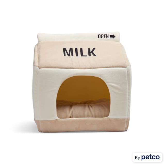 EveryYay Milk Carton Hooded Cat Bed, 14" L X 14" W X 16" H - Carousel image #1