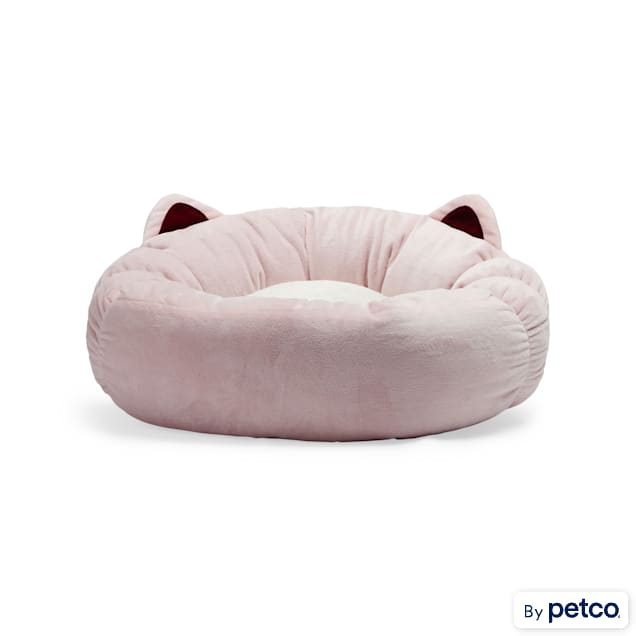 EveryYay Pink Cat Ear Round Bed, 18" L X 18" W X 6" H - Carousel image #1