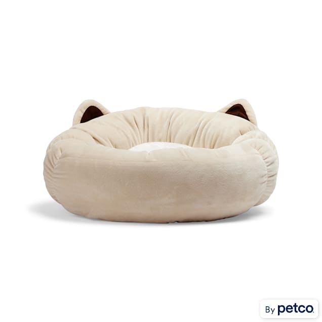 EveryYay Tan Cat Ear Round Bed, 18" L X 18" W X 6" H - Carousel image #1