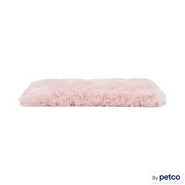 EveryYay Pink Fuzzy Fur Solid Cat Bed, 18" L X 18" W X 0.75" H - Carousel image #1