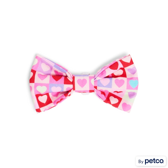 YOULY Valentine's Day Pet Bow Tie, 4" L, Multi Color Hearts - Carousel image #1