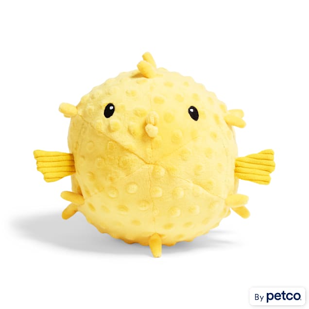 Started As A Bottle Plush Pufferfish Dog Toy, Medium - Carousel image #1