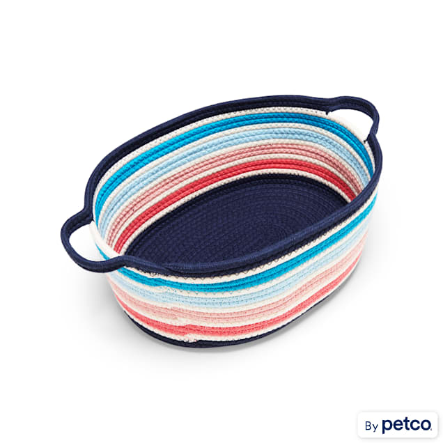Started As A Bottle Striped Woven Dog Toy Bin, Large - Carousel image #1